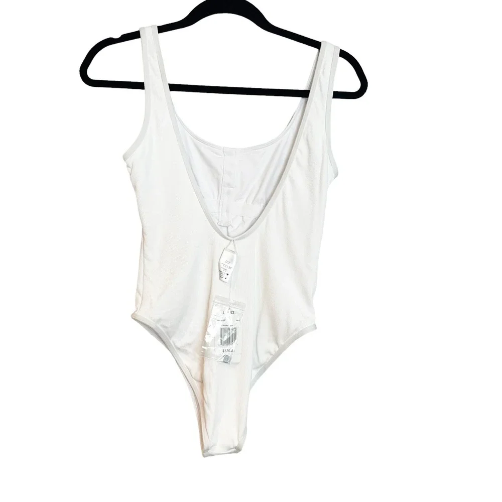L*space Ribbed Float on One Piece Swimsuit White Size M NWT